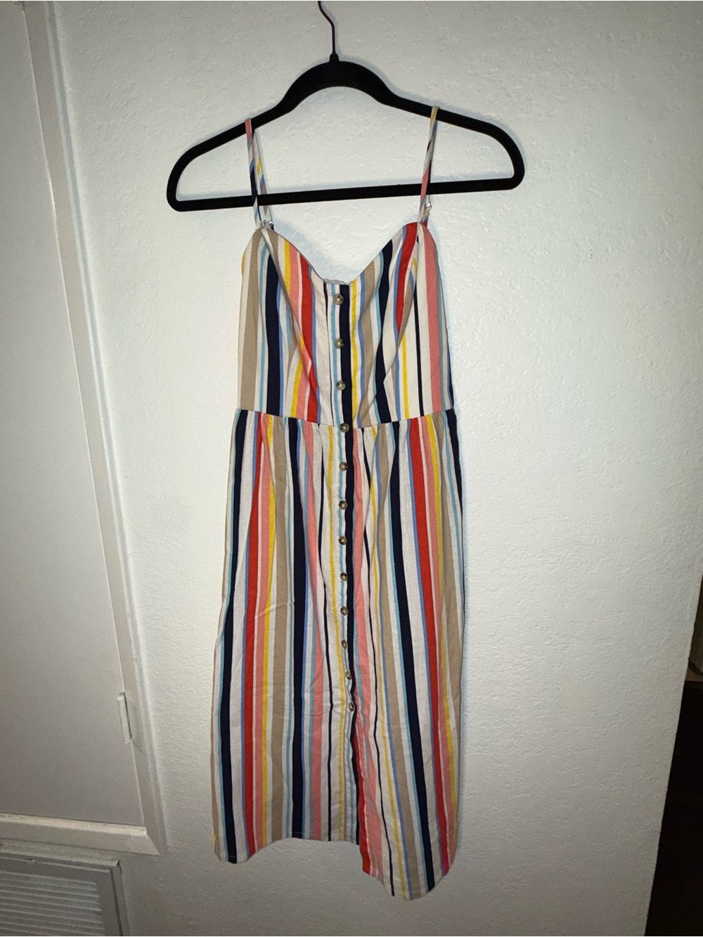 Emerald Sundae Multicolor Vertical-Stripe Button-Front Midi Dress
